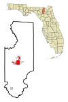 Columbia County Florida Incorporated and Unincorporated areas Lake City Highlighted